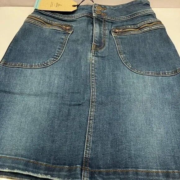 prAna Broadway Jean Skirt True Blue Denim Women’s Size 2 Zipper Pockets MSRP 79. - Picture 3 of 13